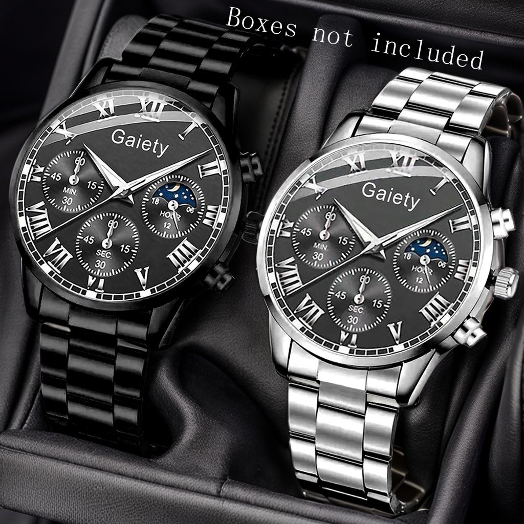 Men's Watch Casual Business Glass Quartz Watch Three-eye Calendar Fully Automatic Movement Watch Watch Large Dial Luminous