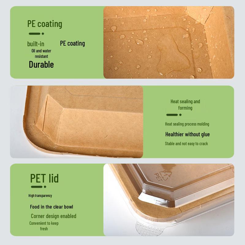 Handun Disposable Kraft Paper Food Containers with Lids