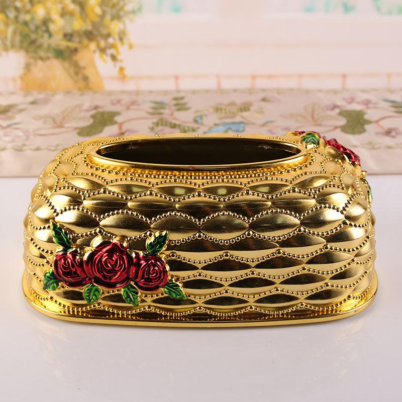 European tissue box, paper box, home living room creative rose paper box, desktop high-end light luxury napkin paper box