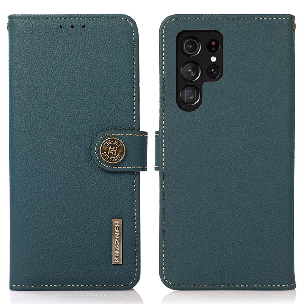 KHAZNEH Etui dla Samsunga Galaxy S25 Ultra Portfel z prawdziwej skóry krowiej Pokrowiec na telefon