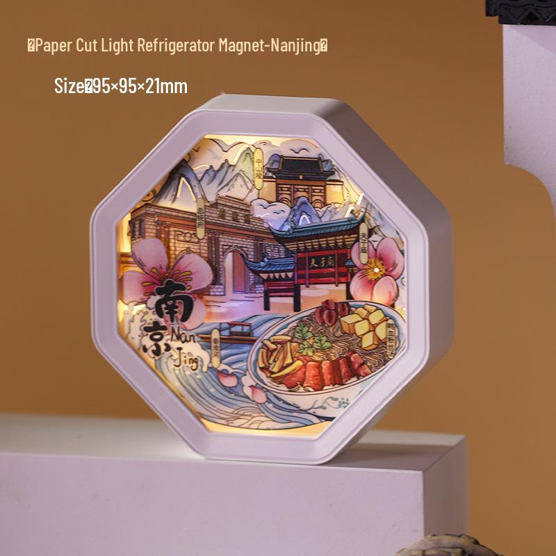 Guochao Paper Sculpture Fridge Magnet Souvenirs for Tourist Attractions