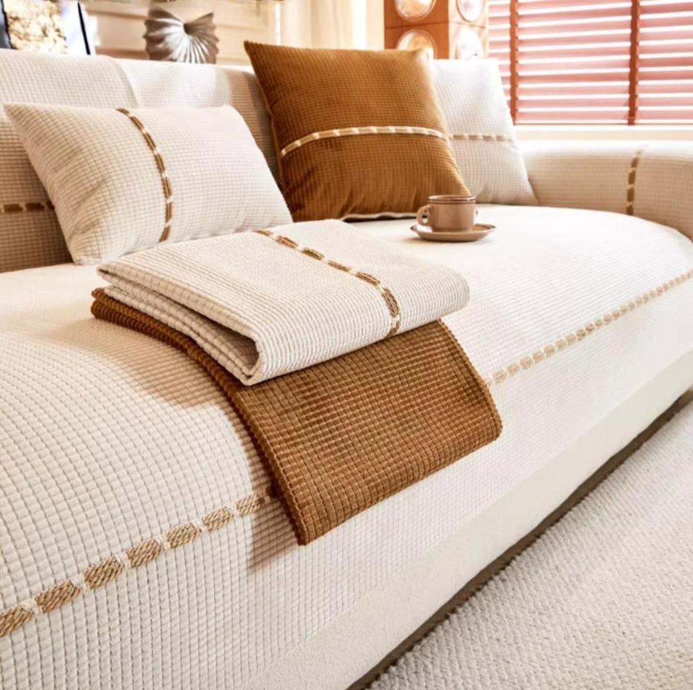 Waterproof Sofa Cushion, Simple and Fashionable Solid Color Seat Cushion, Universal Non-slip Sofa Cover for All Seasons