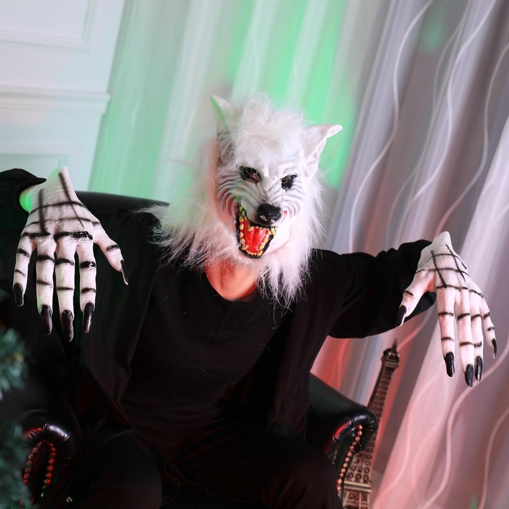 Animal Mask Full Face Wolf Head Wolf Glove Set Animal Head Cover Terror Mask Animal Mask
