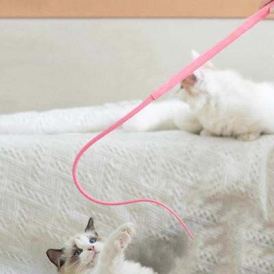 Teaser Stick Silicone Cat Wand Toy Mouse Tail Shape Soft Scratch Resistant Bite Resistant Interactive Cat Teaser Cat Habit Toy