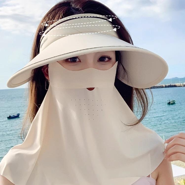 Big Eaves Empty Top Sun Protection Hat Women's Summer UV Protection Outdoor Sun Protection Mask Sun Hat Cycling Sports Sun Hat