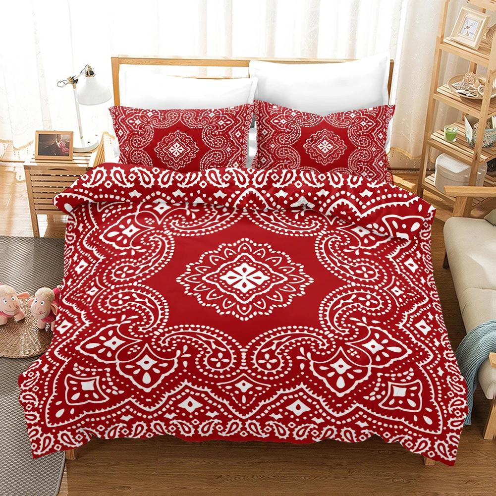 Red Home Textile Duvet Covers Set Bohemia Wedding Bedding Set 2pcs 3 Pcs Bed Comforter Double Bed Bedding Sets Super King