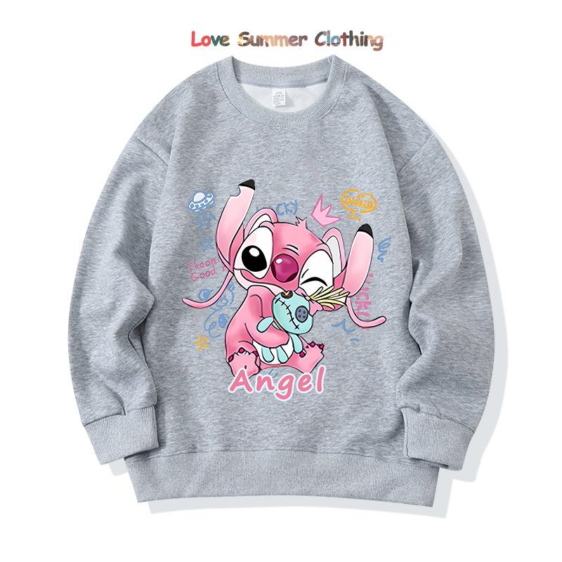 stitch Kids Hooded Sweatshirt Ages 4-14 angel HD Print Boys Pullover Girls Fall Hoodie Long Sleeve New Arrivals for Autumn