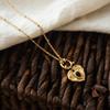 Classic French Style Metal Heart Necklace Fashionable Heart Necklace with Golden Chain Unique Neck Chain for a Chic Look