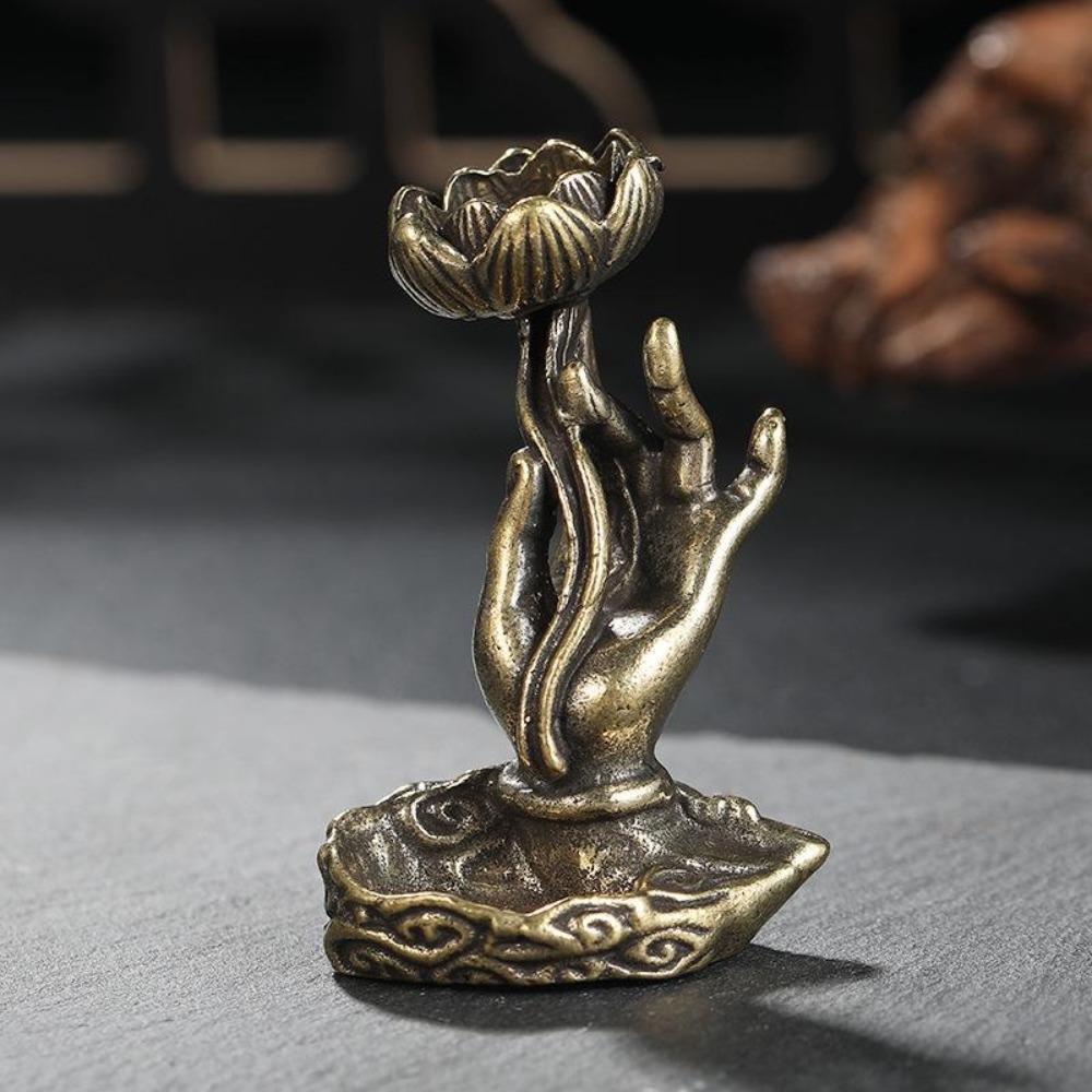 

Домашній декор Чайна церемонія Кадильниця для зворотного диму Квітка лотоса Рука Будди Фігурка Рефлюкс Дим Кадильниця Креативні настільні прикраси Type 2