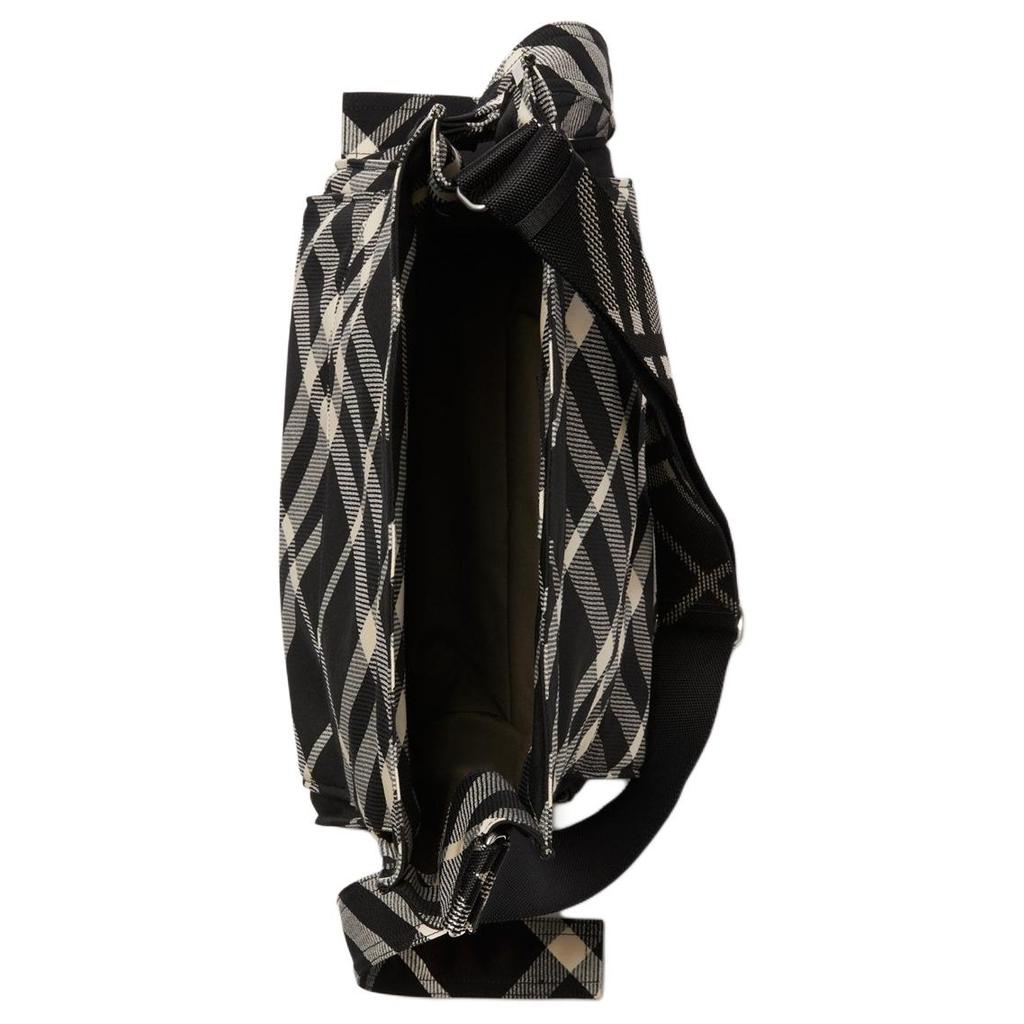 Burberry Check Woven Messenger Bag Black Beige Large Crossbody Shoulder Bag for Women Daily Commute Travel 80950141