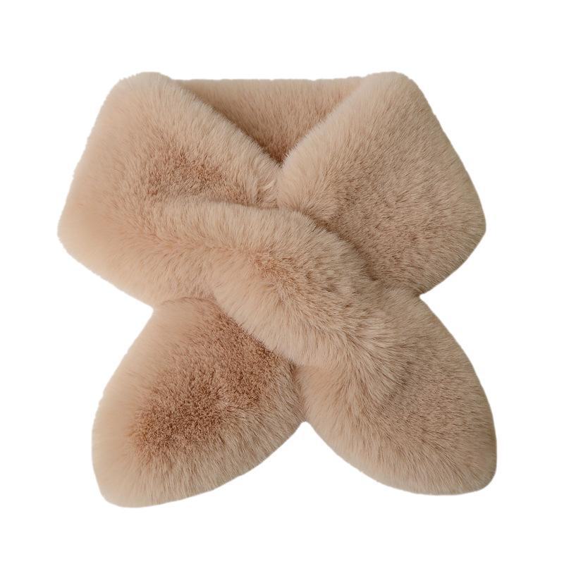 Thick, Warm Winter Scarf: Versatile Plush Cross Design, Imitation Rex Rabbit Fur for Men & Women