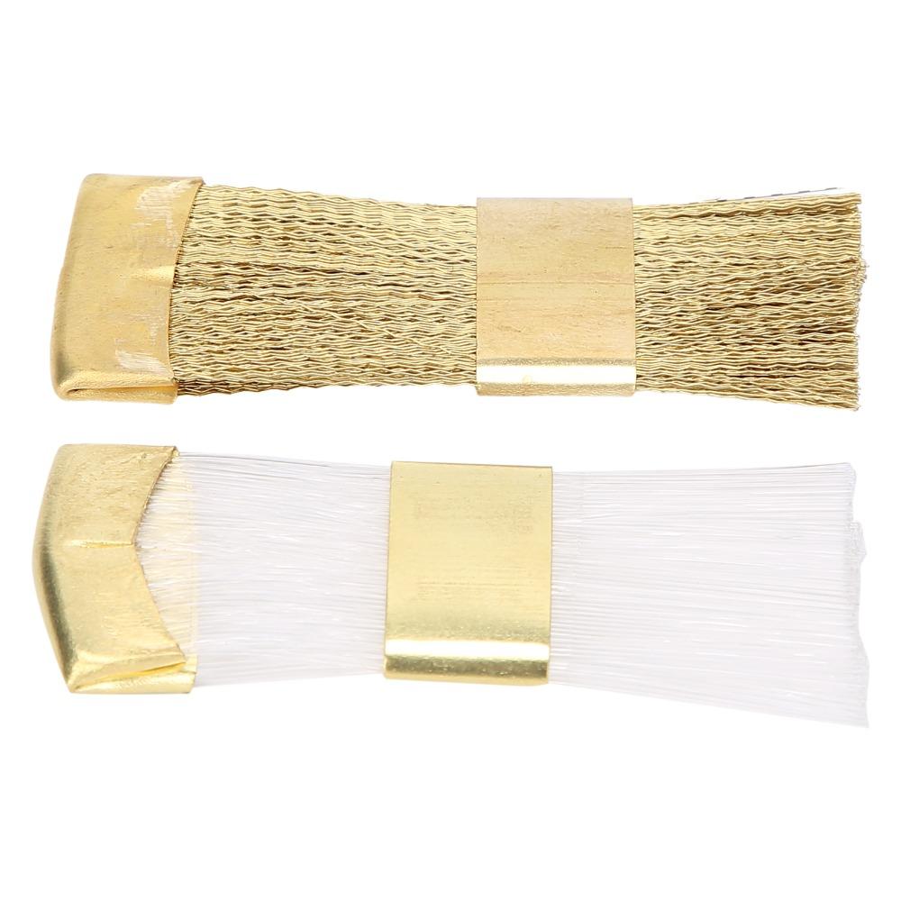 2 Pieces Brass Wire Nail Art Bits Cleaning Brush Mini Size Nail Dust Brush  For Manicure
