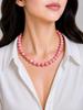 8mm Natural Pink Copper Turquoise Gemstone Round Beads Jewelry Handmade Minimalist Bead Necklace 17-20" For Gift 8BN-71