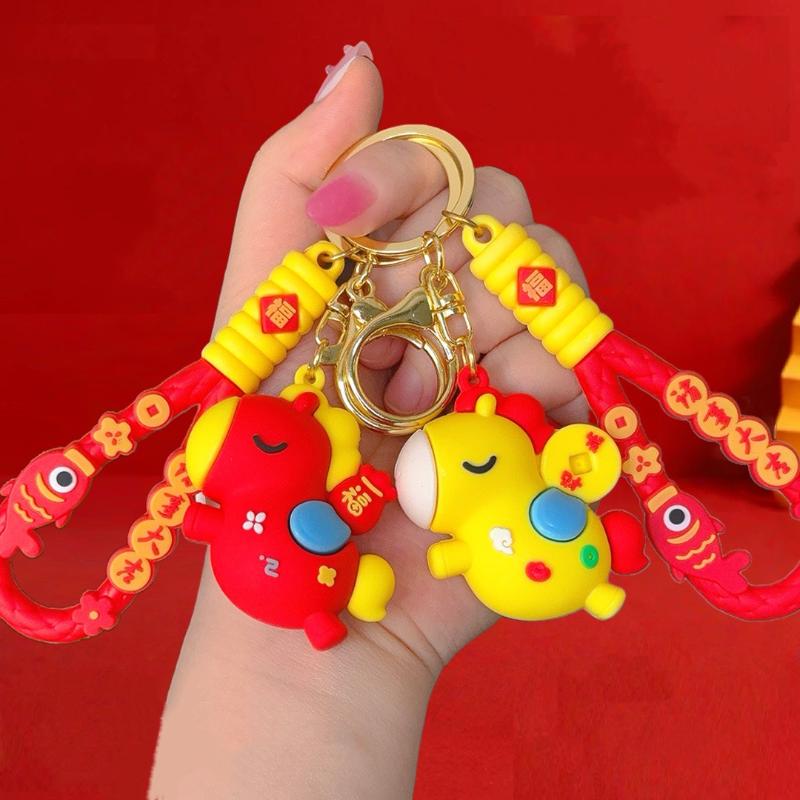 Cute Cartoon Small Pony Pendant Keychain Creative Horse Lucky Keyring  Backpack Decor Accessories  Year'S Gifts