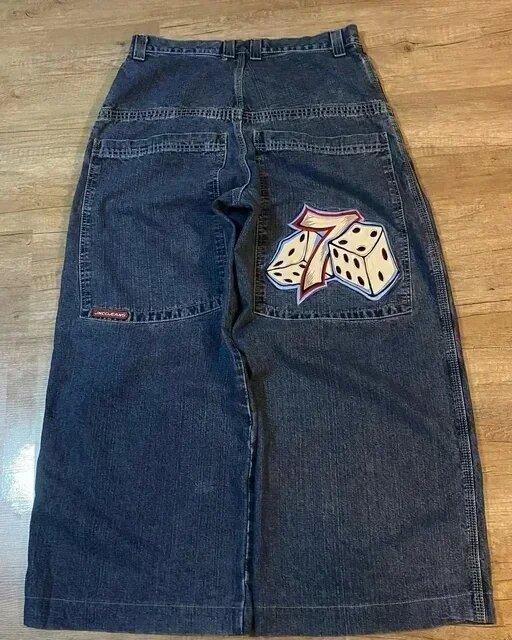 JNCO Jeans Vintage Hip Hop Loose Jeans Men's Gothic High Waist Wide Legs Pants Streetwear
