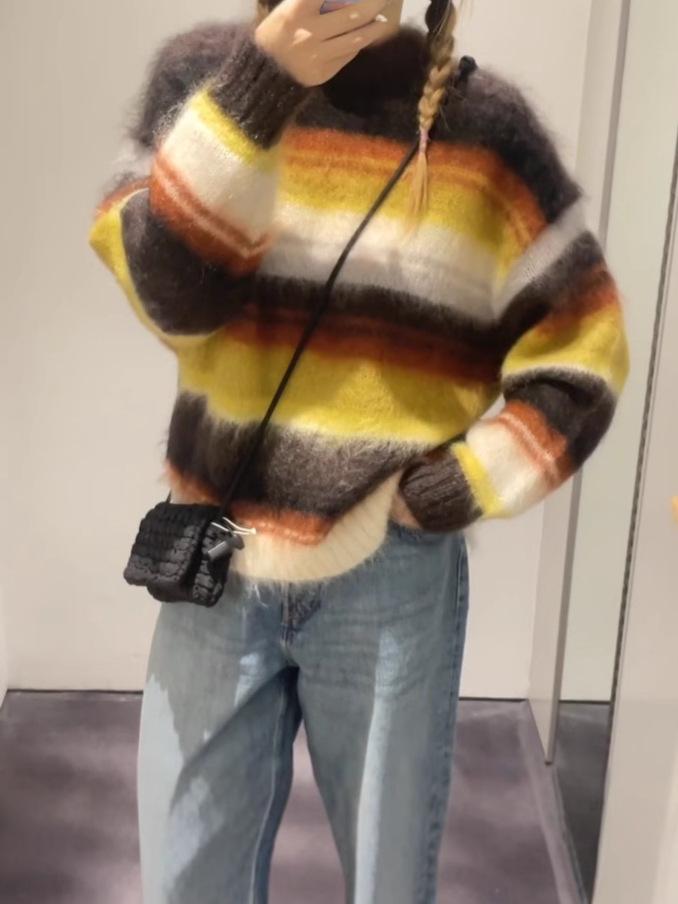 Women's Mohair Blend Round Neck Sweater - Autumn/Winter Collection