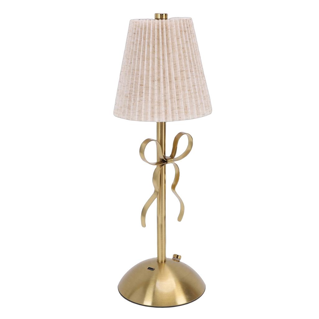 Fabric Bow Lamp Cordless Modern LED Bowknot Table Cute Nightlight Rechargeable for Bedroom