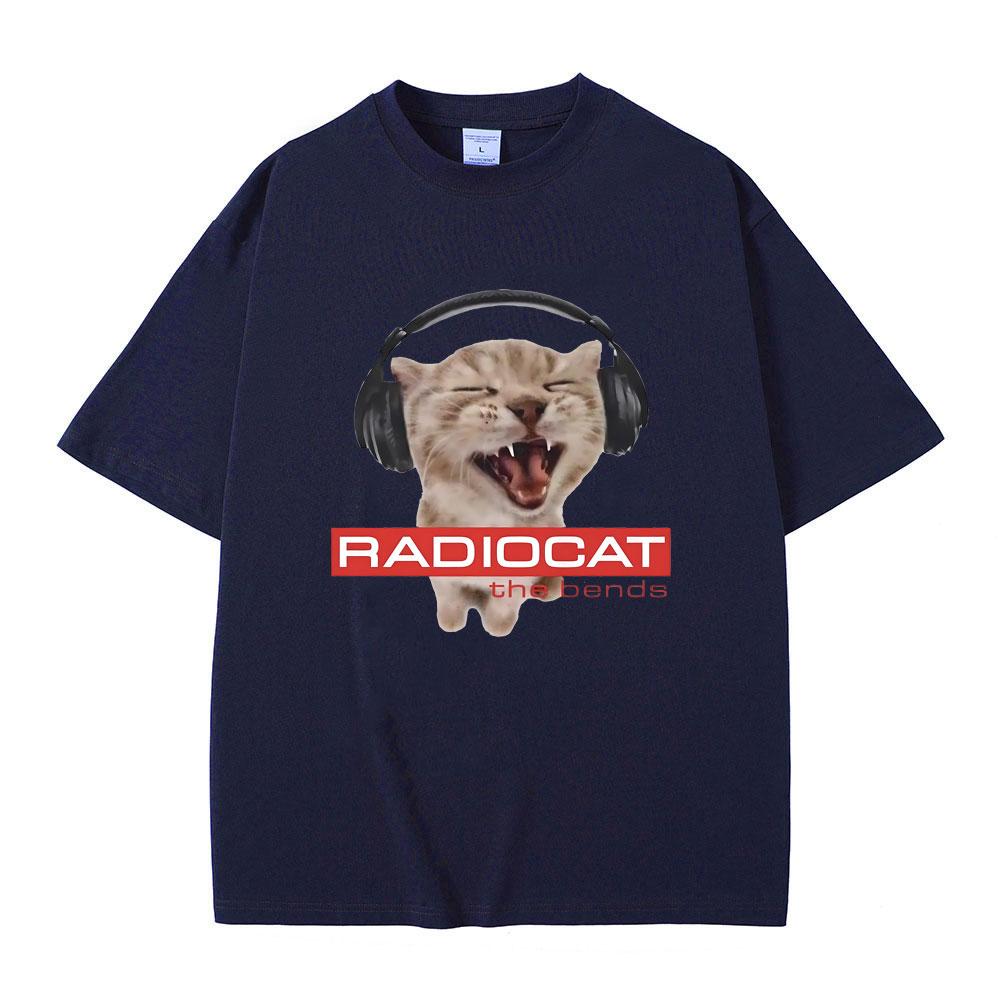 British Rock Band Radiohead Funny Radiocat The Bends Print T-shirt Men Women Vintage Gothic Oversized Tshirt Male Meme T Shirt