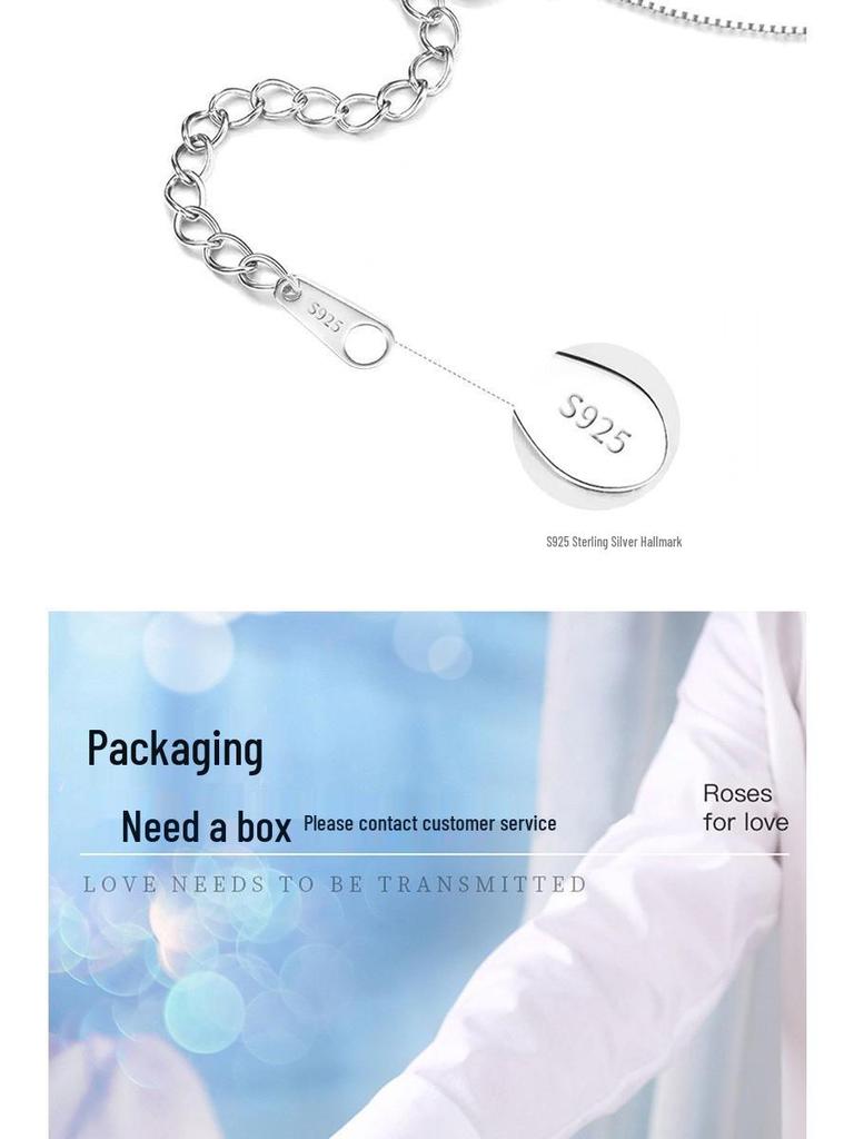 Elegant S925 Sterling Silver Chinese Fu Pendant Clavicle Necklace for Women - Double-Sided Light Luxury Accessory