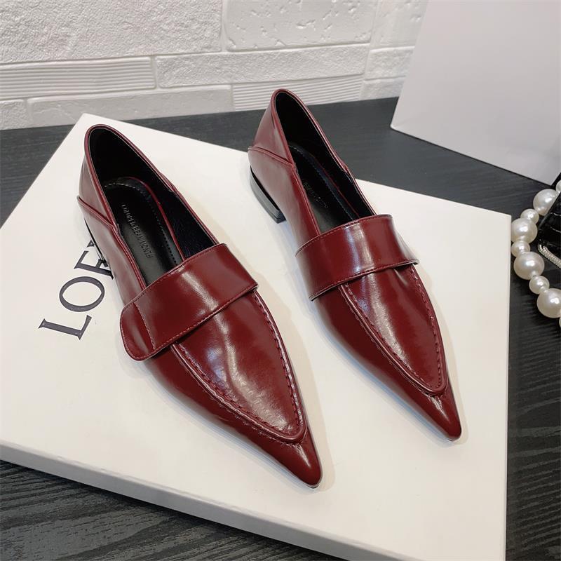 

Модные ретро туфли-лоферы с острым носком женские повседневные туфли для ходьбы дизайнерские новые сексуальные сандалии брендовые платья ретро женские кроссовки 35 красный