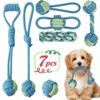 7pcs Multi-Purpose Dog Leash Chew Toys, Interactive Pull Knot Toys with Rattle Ball, Durable Training Set, Indoor/Outdoor Play