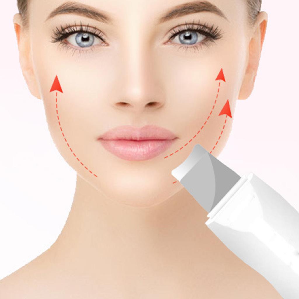 Skin Scrubber Machine 3 Modes Blackhead Removal USB Rechargeable Facial Pore Cleansing Spatula White