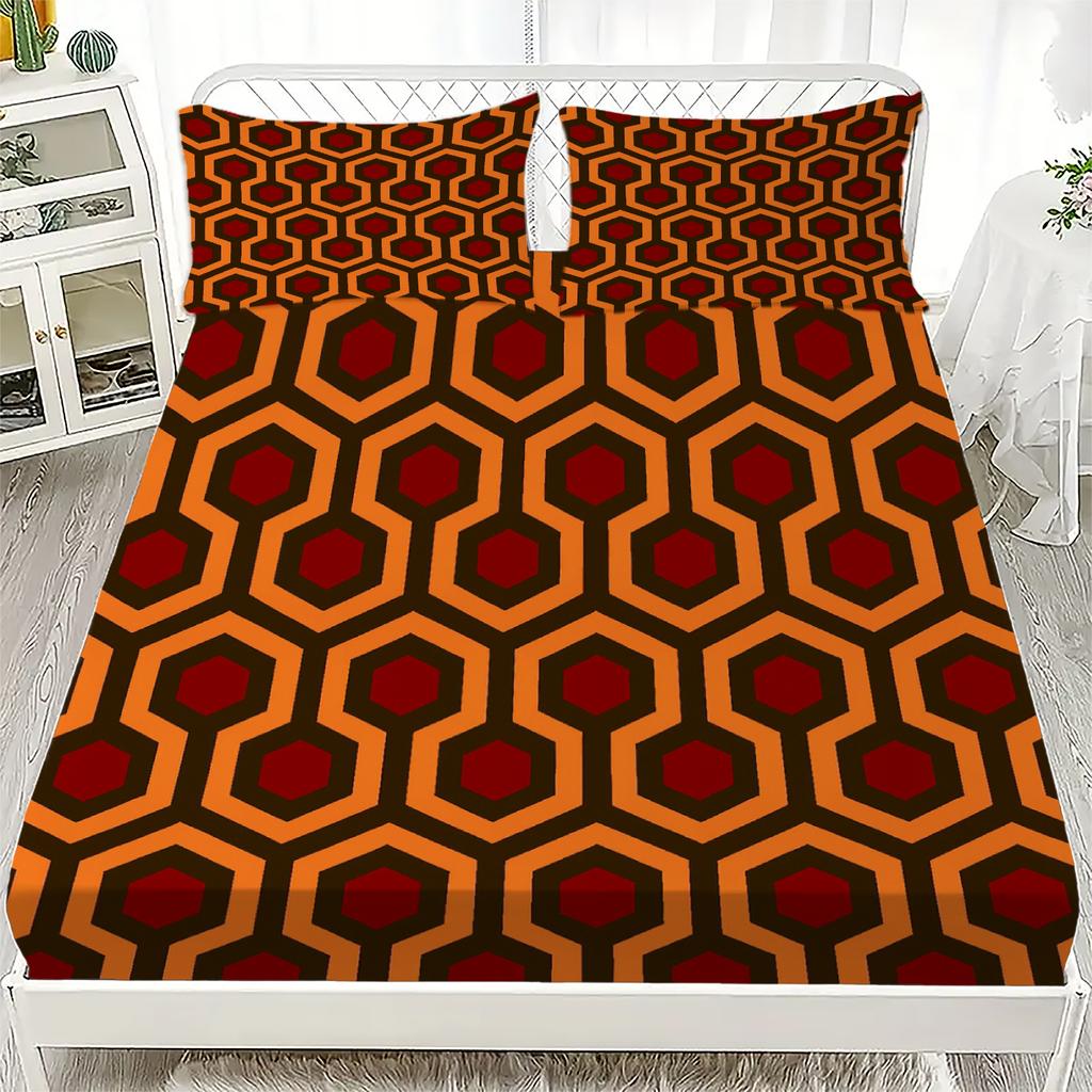 Fitted Sheet Set Starlight Geometric 3D Printed 100% Polyester Mattress Covers Breathable Bedding Set Bedroom Decor 2 Pillowcase