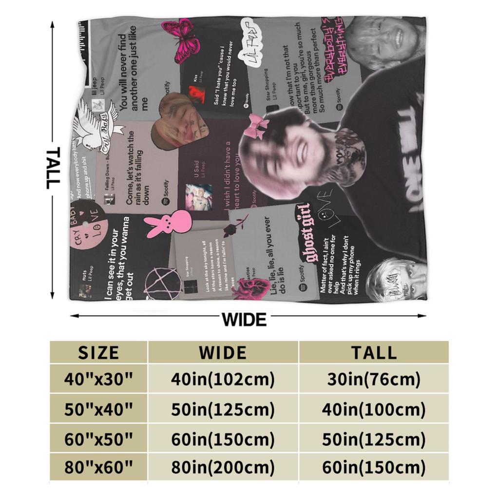 Lil Peep Cooler Rapper Decken Super Weicher Samt Bequem Geschenk Überwurfdecke Plüsch Dünne Steppdecke