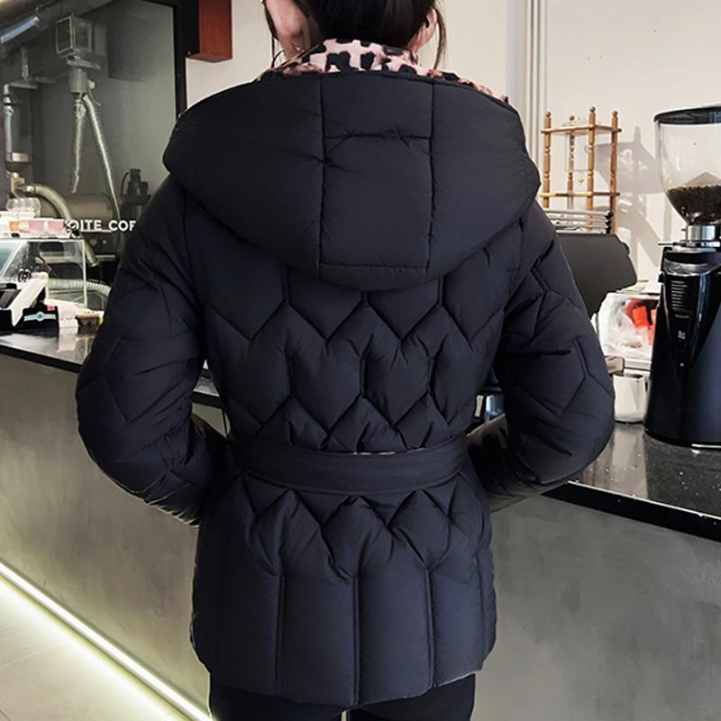 Plus Size L-5XL Fashion Winter Jackets Woman Short Parkas Hooded Loose Thick Warm Outerwears Casual Women's Coats With Belt