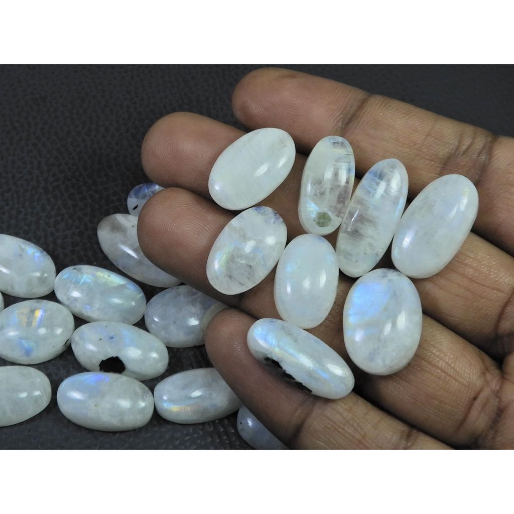 335Cts. Natural Rainbow Moonstone Oval Cabochon Loose Gemstone 26Pcs Lot C-689