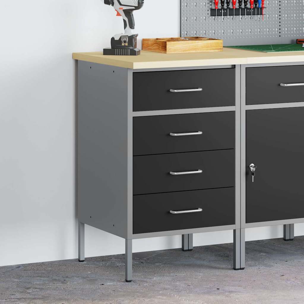 Workbench with Drawers Black and Gray 50 x 55 x 85 cm