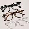 Korean Retro Rivet Anti-Blue Light Glasses - Glossy Black & Tortoiseshell