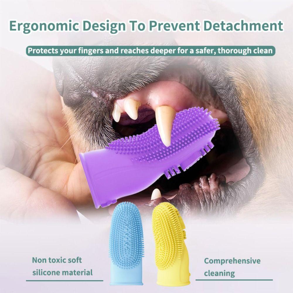 Double-sided Dog Finger Toothbrush Soft Silicone Pet Teeth Cleaning Tool Cat Toothbrush  Cats