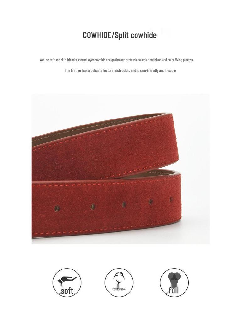 Women's Fashion Simple Versatile Suede Leather Waist Belt with Jeans Decoration