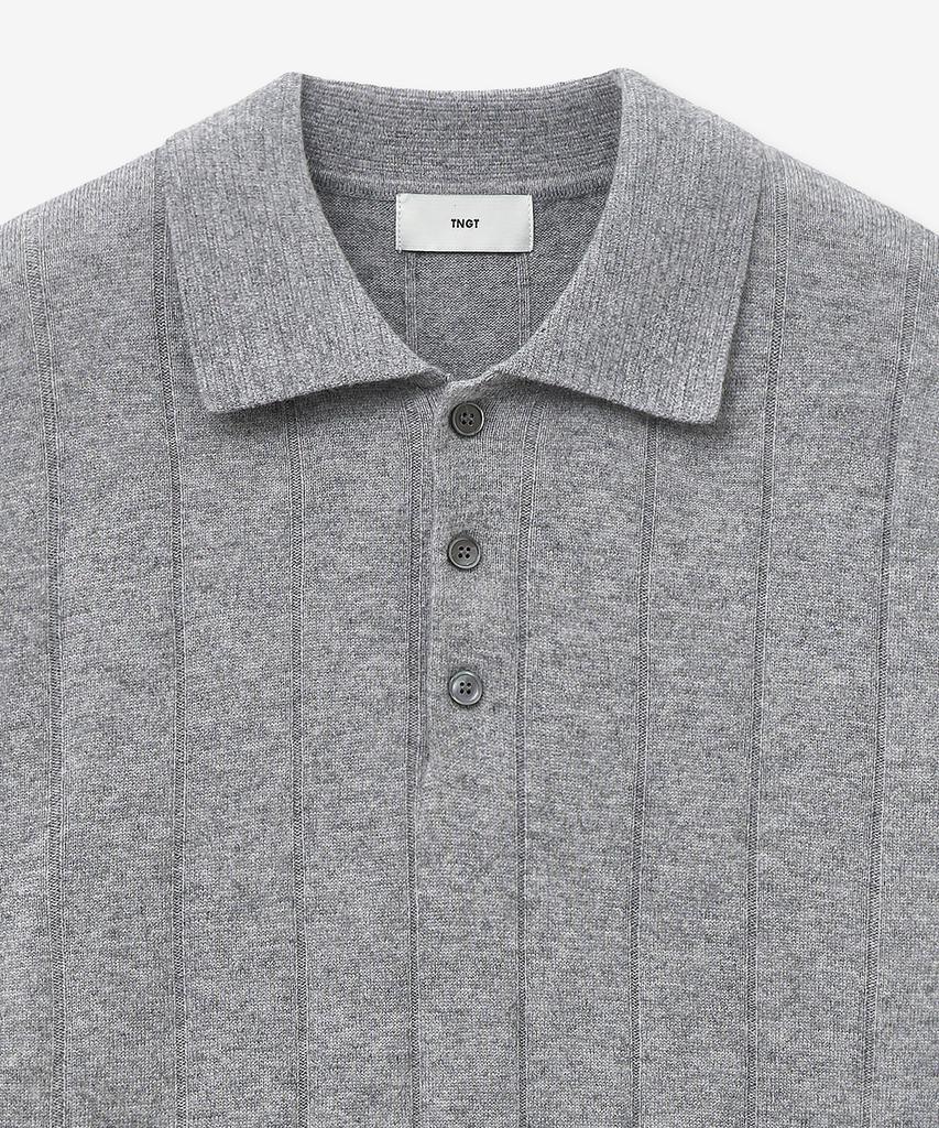 Tienjiti Oversize Rib Polo Knit Top (Grey) Tnsw5F111G2