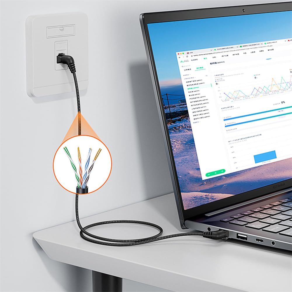 Cablecc 360 Degree Rotating CAT6 UTP Male To Male Rotating Cable with RJ45 8P8C 1000Mbps LAN Ethernet Network 25cm Adapter,