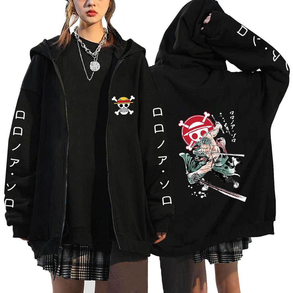 Japanese Anime ONE PIECE Hoodies Men Kawaii Harajuku Manga Graphic Zipper Coats Monkey D. Luffy Printed Streetwear Sweatshirts Unisex Pullovers Tops