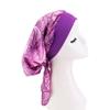 Elastic Printed Headscarf Pre-Tied Muslim Female Turban Chemotherapy Cap Hair Loss Cover Stretchy Head Wrap Bandana for Women