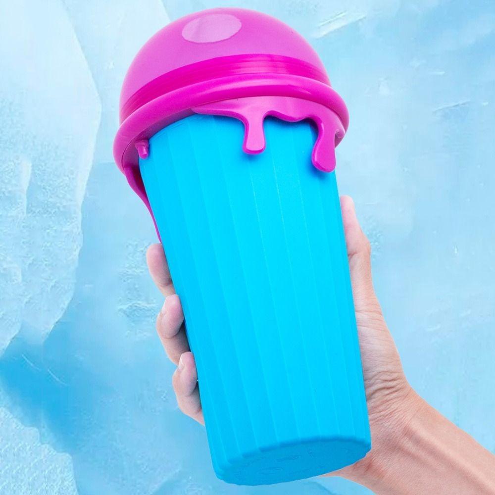 Ice Cream Shape Slushy Cup with Straw Spoon Smoothies Making Cup Homemade Squeeze Cup  Kids