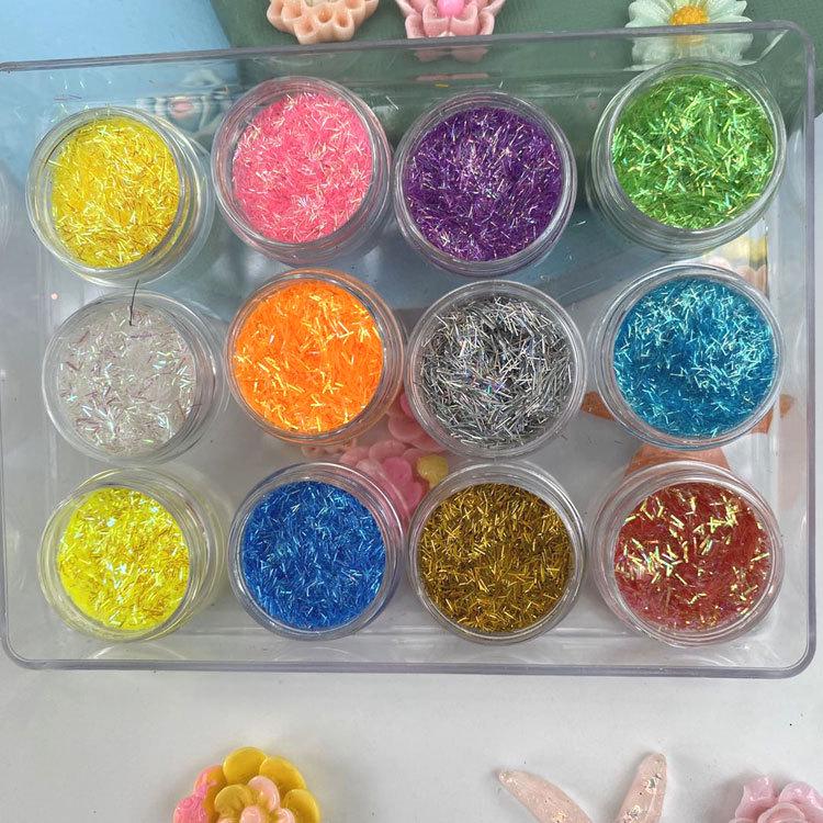 12-Farben Nail Art Glitzer Set: Rosen-, Blüten-, Herz- & Stern-Pailletten zur Handyhüllen-Dekoration