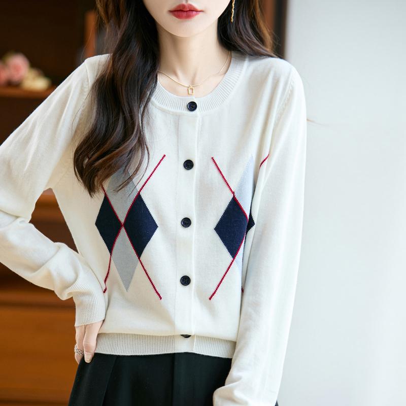 QingHe Cashmere Women's 30% Cashmere Cardigan - Soft & Warm Wool Blend Sweater