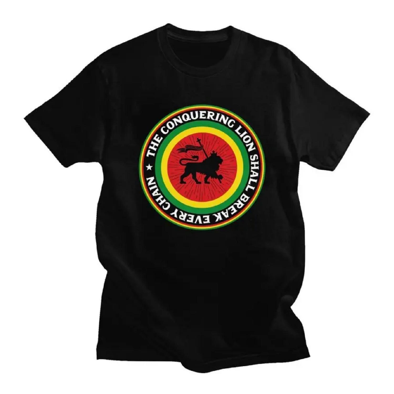 

Custom Classic Rastafari Rasta Lion Of Judah T Shirts Men Jamaica Flag T-shirt Casual Tee Oversized Tshirt Gift XXXXXL чорний