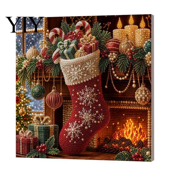 Sparkling Bead Painting Sets Christmas Faux Pearl Art Kit, DIY Snowman 3D Resin Xmas Scenes Crafting Project for Adults Beginners, Home Festive