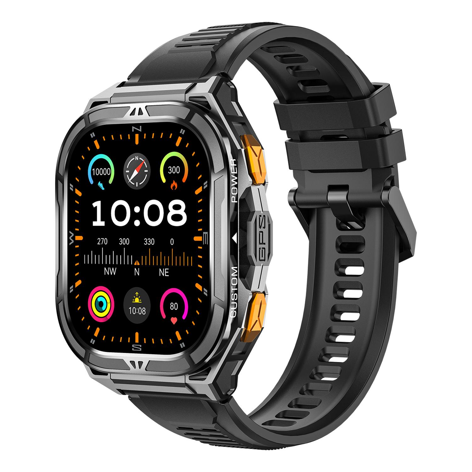 

X5 Dual-band GPS Sports Smart Watch Men 1.96 Inch Compass 5ATM Waterproof Health Monitoring Outdoor Military Smartwatch чорний