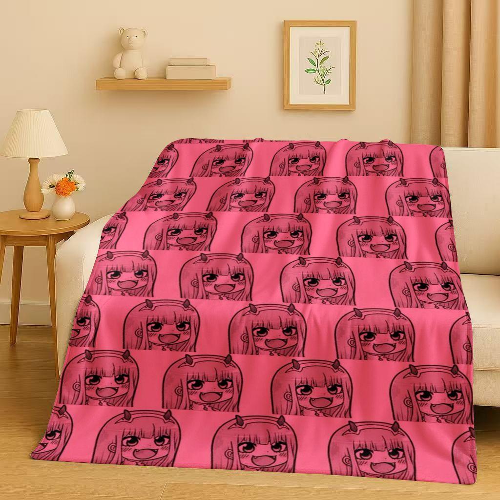 Manta de Franela Sexy 3D de Chica Zero Two DARLING in The FRANXX, Manta de Felpa Suave y Cálida para Hogar, Dormitorio, Cama, Sofá, Oficina