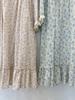 Spring Women's Mori Style Floral Cotton Linen Long Dress with Ruffle Patchwork
