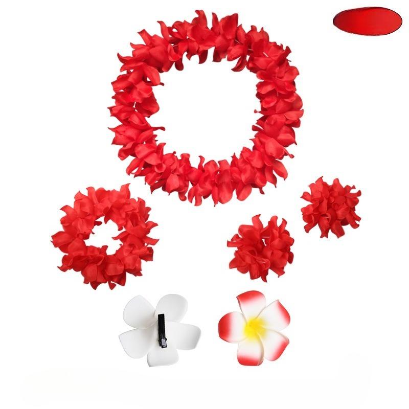 4PCS Upgraded Frangipani Hair Clips Hawaiian Flower Lei Set for Stage Show Party Decor