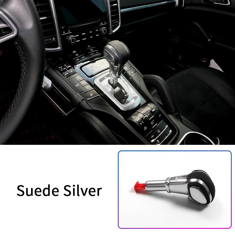 Elegant Interior Retrofit Aluminum Alloy Gear Shift Knob Upgrade Kit Carbon Fiber Leather for Porsche Cayenne 2011-2017