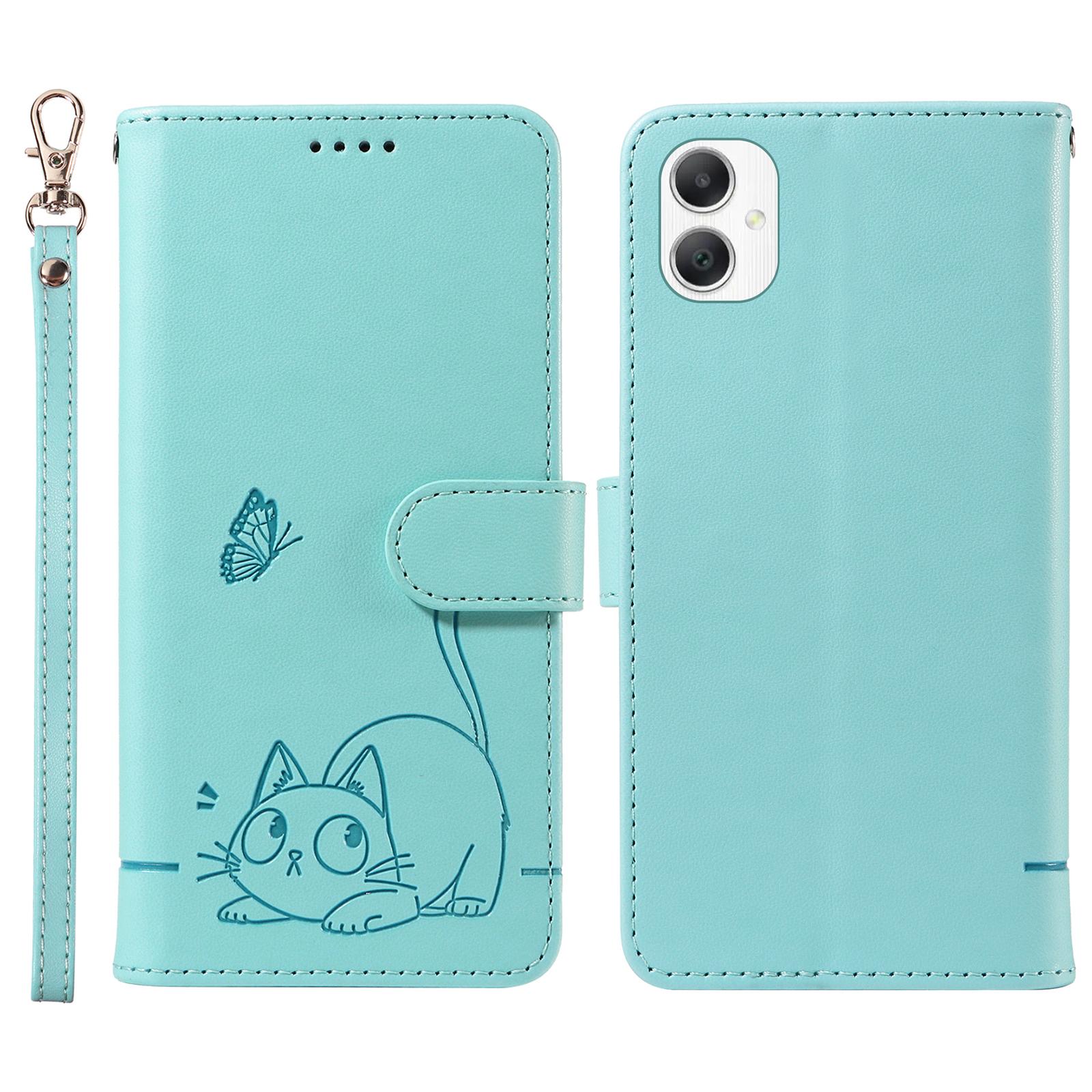 

Чохол-гаманець із шкіряним принтом та ремінцем на зап ястя для Samsung Galaxy A06 5G/A06 4G Green