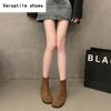Designer Square Toe Women Ankle Boots Fashion Slip On Shoes  Spring Autumn Flats Laides Concise Short Booties